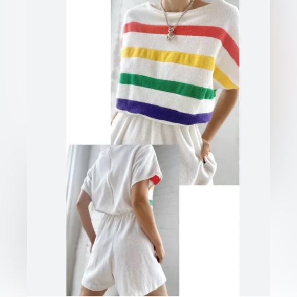 Vintage Gertrude Davenport Terry Rainbow Stripe Romper Size Small/medium - Picture 2 of 13